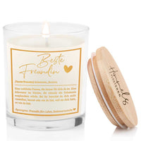 Duftkerze im Glas mit Spruch als Geschenk Nr. 1 "Definition" - Mittelgroß | Duft & Farbe wählbar | goldene Schrift | Handgegossen in Bayern | 100% Sojawachs | 200 g Wachs | 50 h Brenndauer