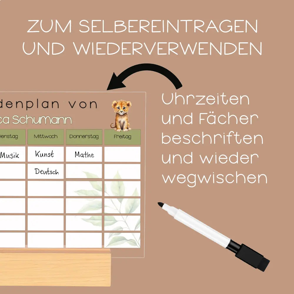Personalisierter Stundenplan auf Acrylglas "Mein Stundenplan"